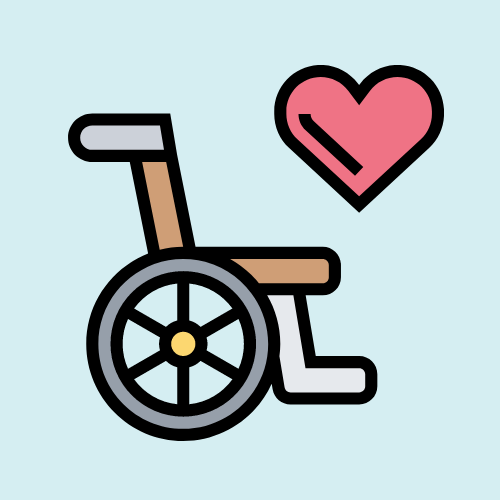 wheelchair with heart graphic